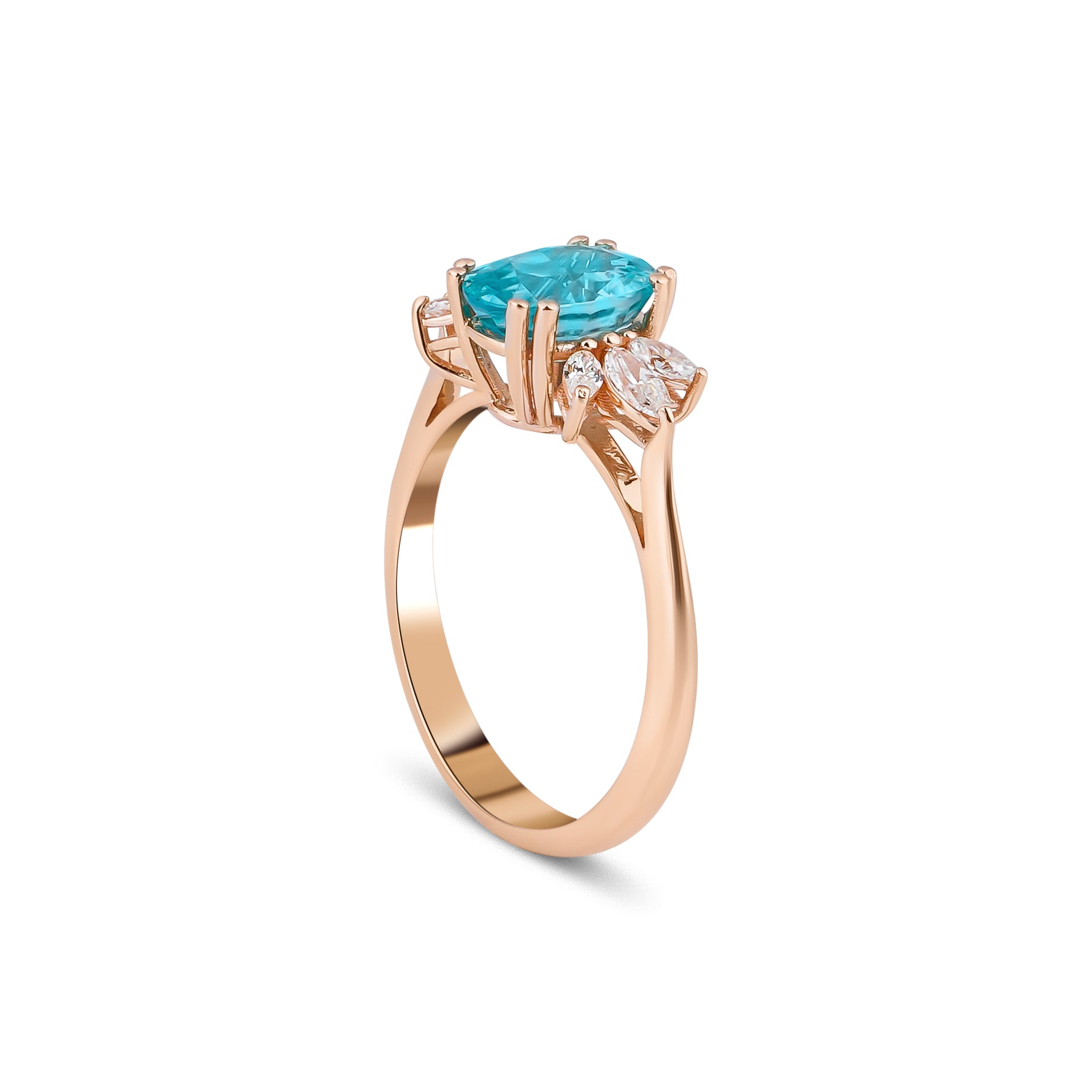 1.80 Karat Natural Mavi Zirkonyum & 0.40 Karat Markiz Kesim Pırlanta Yüzük - RNF0668 | Renkli Taşlı Yüzükler | Ronaff Pırlanta | Tektaş Yüzük, Pırlanta Yüzük, Kolye, Küpe