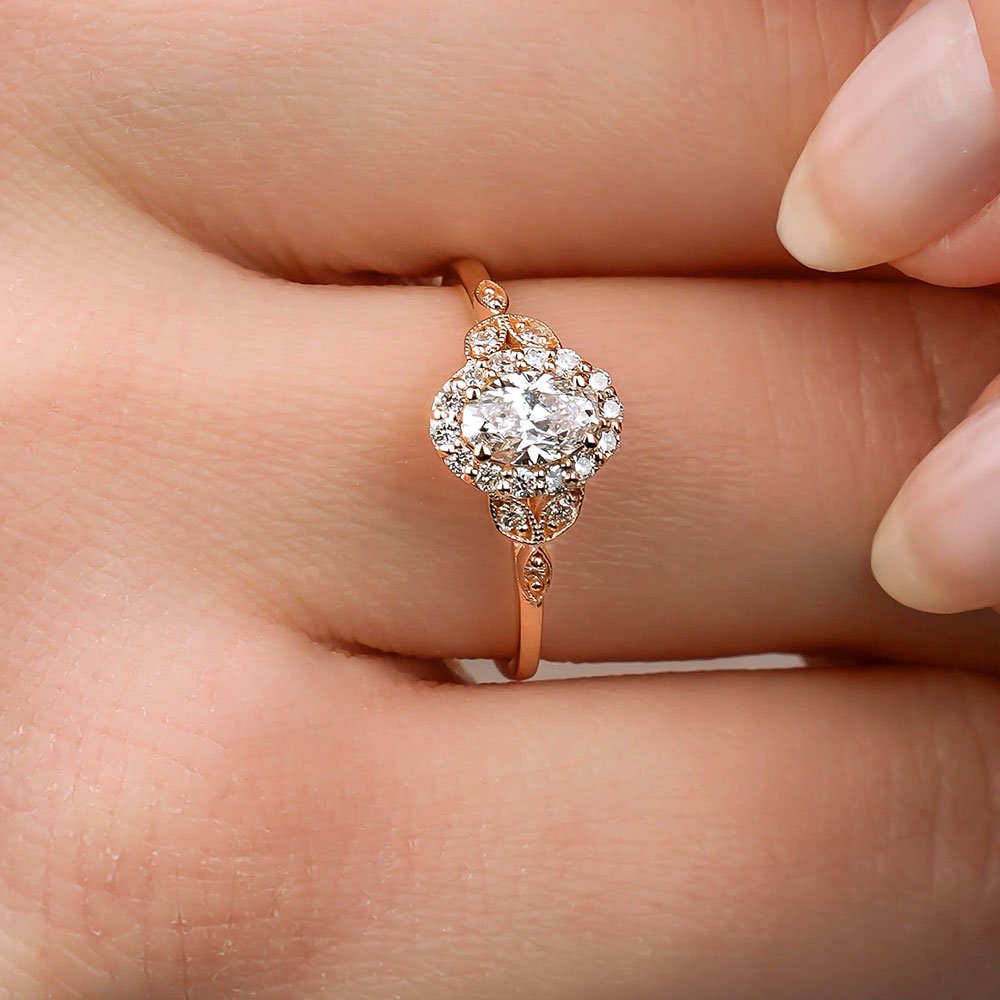 0.58 Karat Oval Kesim HRD Sertifikalı Vintage Pırlanta Yüzük - RNF0670 | Pırlanta Yüzük | Ronaff Pırlanta | Tektaş Yüzük, Pırlanta Yüzük, Kolye, Küpe