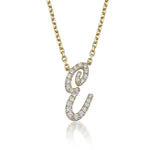 0.10 Karat Özel Tasarım El Yazısı Sarı Altın Harf Kolye - RNF0774 | Pırlanta Kolye | Ronaff Pırlanta | Tektaş Yüzük, Pırlanta Yüzük, Kolye, Küpe