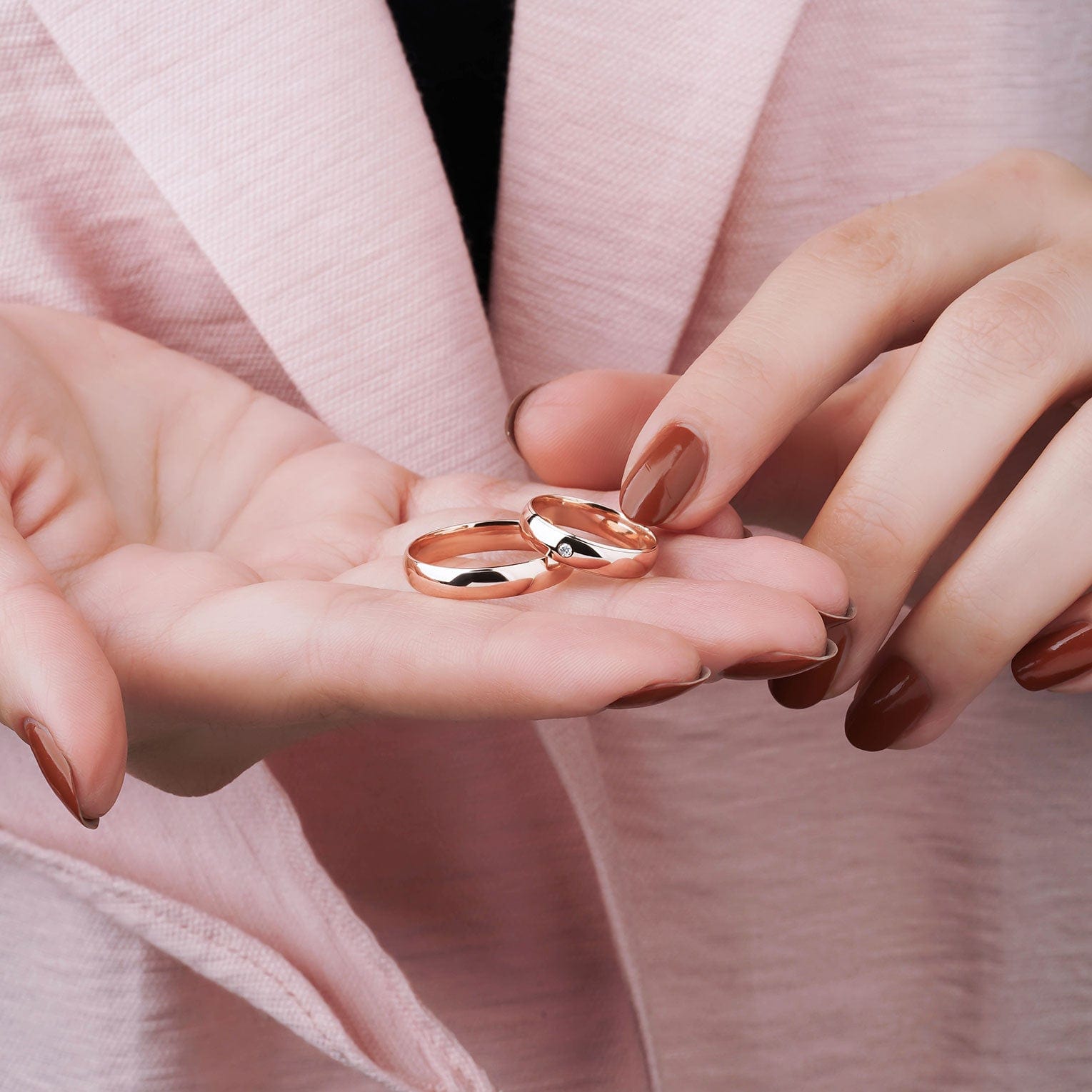 4 mm Pırlantalı Klasik Bombeli Çift Rose Alyans - RNF0203 | Alyans | Ronaff Pırlanta | Tektaş Yüzük, Pırlanta Yüzük, Kolye, Küpe