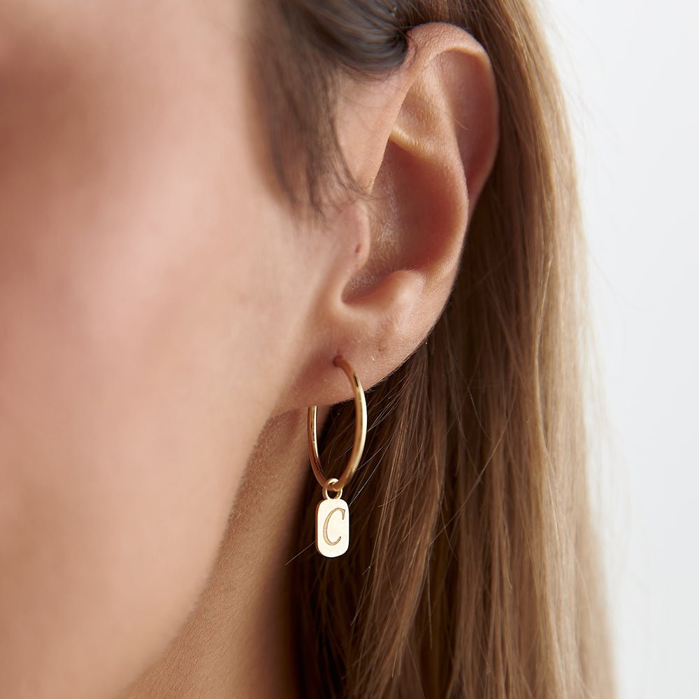 Kişiye Özel Harflı Altın Halka Küpe - RNF0856 | Pırlanta Küpe | Ronaff Pırlanta | Tektaş Yüzük, Pırlanta Yüzük, Kolye, Küpe