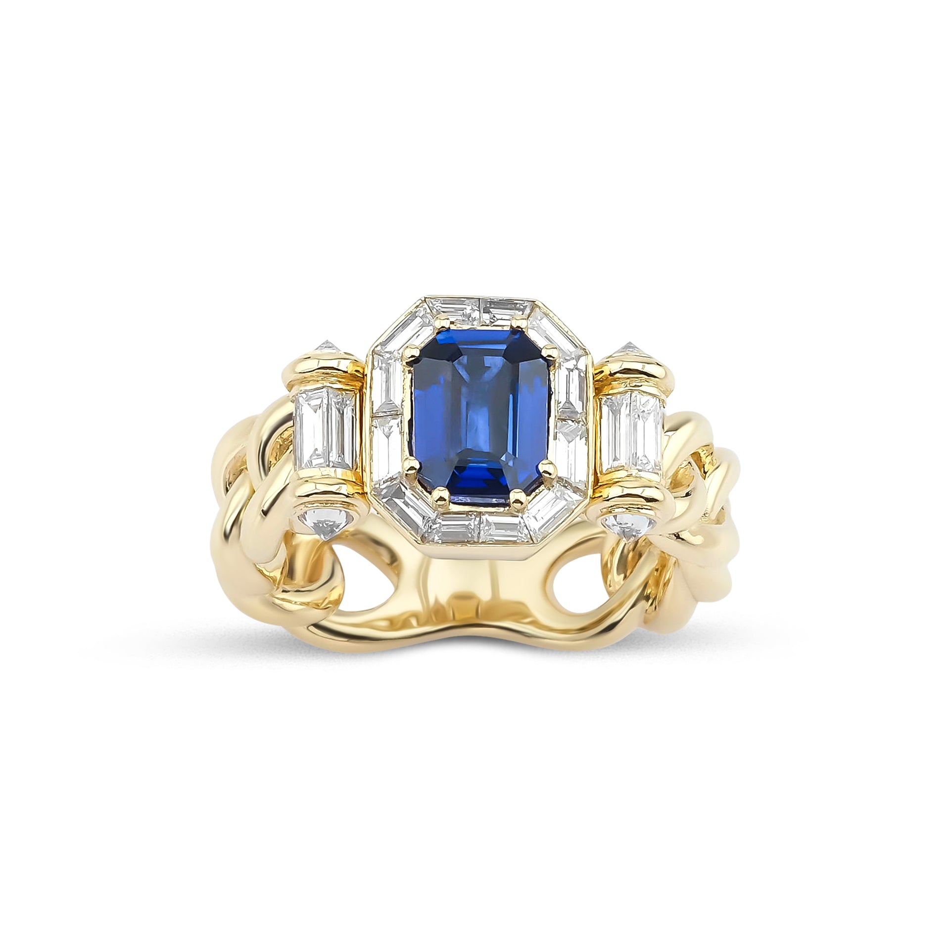 1.50 ct Emerald Kesim Safir & 0.62 Karat Özel Kesim Baget Pırlantalı Yüzük (One and Only) - RNF0666 | Pırlanta Yüzük | Ronaff Pırlanta | Tektaş Yüzük, Pırlanta Yüzük, Kolye, Küpe